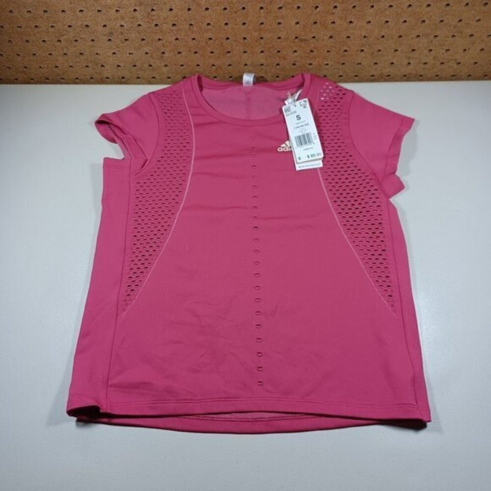 adidas womens pink PrimeKnit vented tennis top S NWT